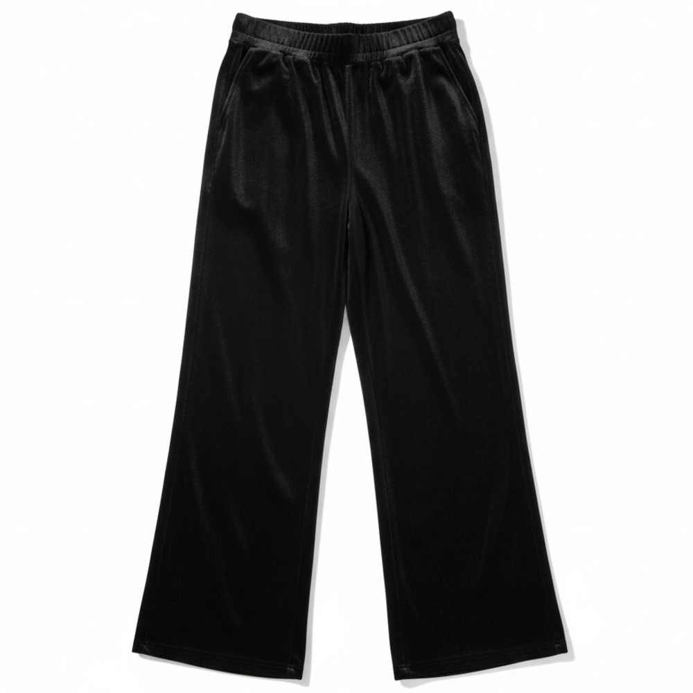 Oddi Los Angeles Black Metallic Shimmer Wide Leg Pants Elastic Waist Medium